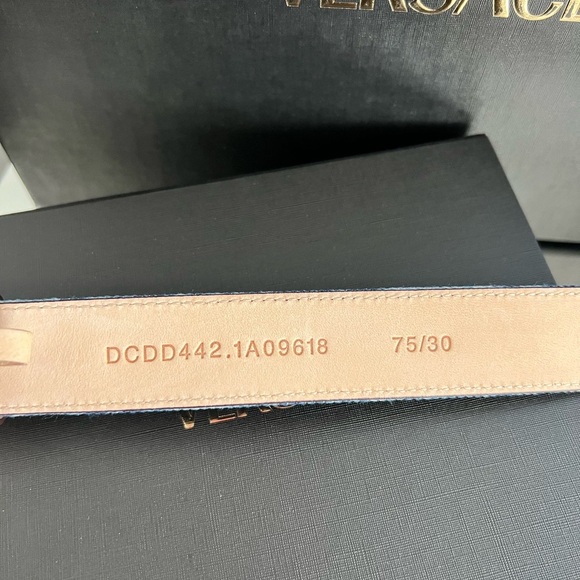NEW VERSACE LA MEDUSA GOLD BUCKLE BAROCCO DENIM Leather Jean Belt 75/30 Medium main image 5